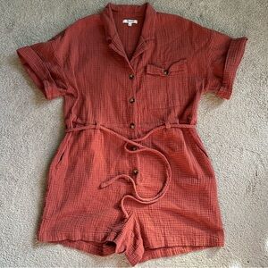 Madewell Rust Button-Up Romper